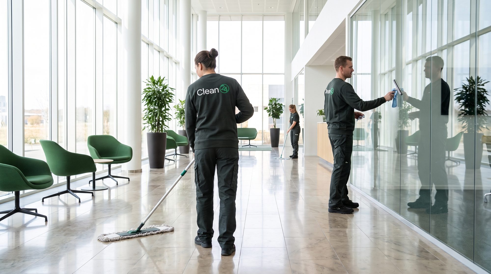 Clean24-team i moderne erhvervslokale